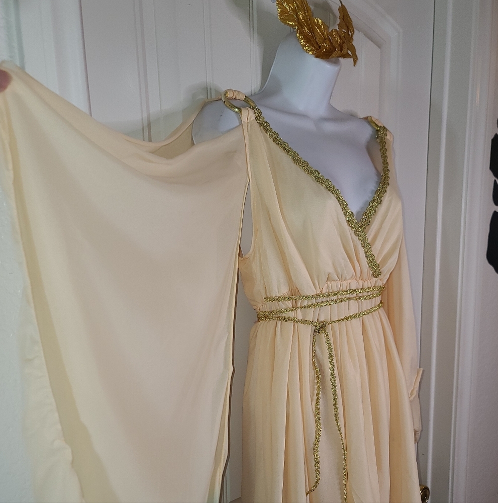 VTG Ancient Greek Goddess Halloween Costume adult  Dress L - Picture 8 of 12